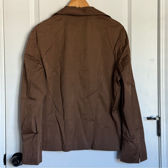 TALBOTS Collection Women Brown Viscose Cotton Field Jacket Button/Pocket Size 16 - Picture 2 of 10